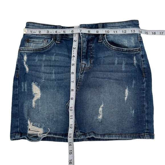Black Daisy Natalia Straight Distressed Mini Denim Jean Skirt Size 1 Women’s - Picture 4 of 6